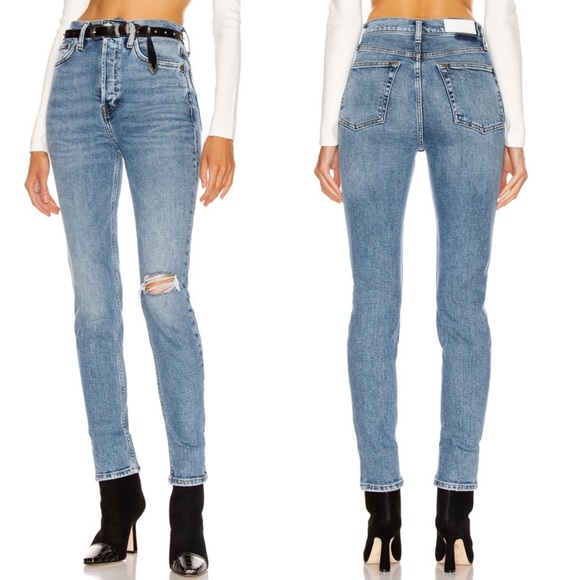 Re/Done Denim - RE/DONE ULTRA HIGH RISE JEANS WORN RETRO STONE